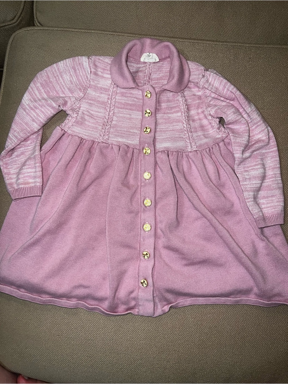 Finding Foxtale Girls Pink Knit Button-Front Dress Top